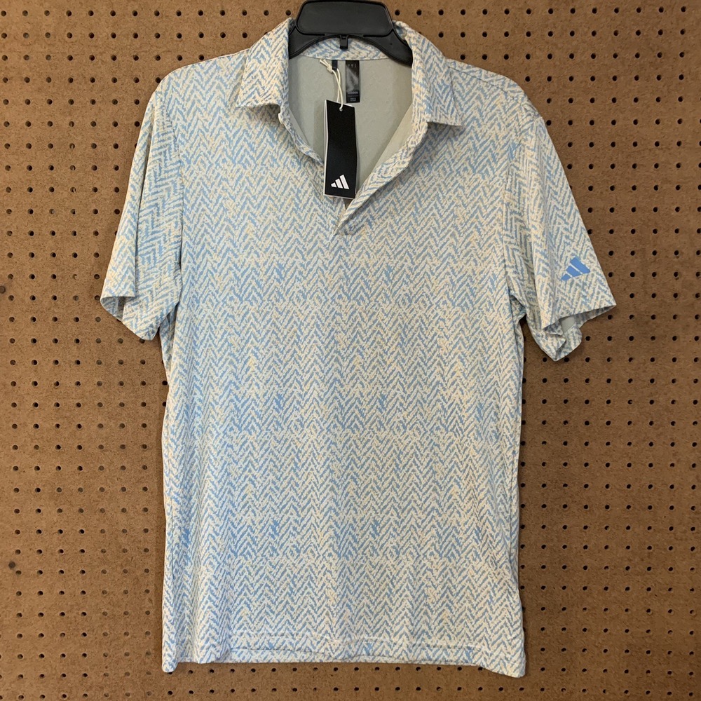 Adidas Fairway JQ Polo S Semi Blue Burst Herringbone Golf Shirt IU4401 NEW